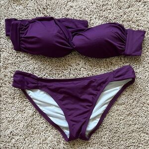 Anthropologie Purple Bandeau Bikini Swim